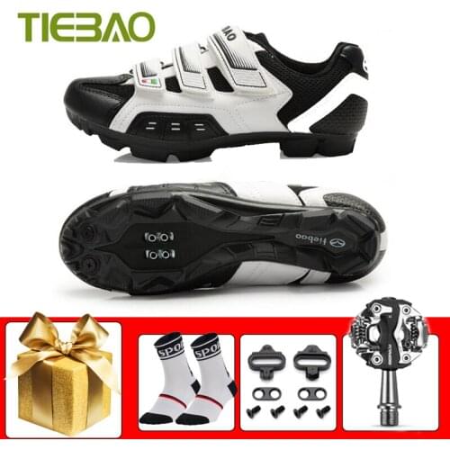 Tiebao Mountain Bike Sneakers Men Women Self-locking Non-slip Cycling Shoes Add Pedal Outdoor Athletic Racing Bicycle Flat Shoes
