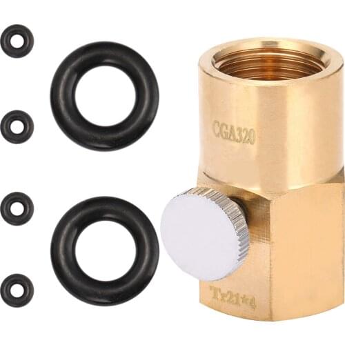 Brass Household CO2 Cylinder Adapter Sodawater Bottle Connector Transform Valve TR21-4 to W21.8-14/ CGA320 Wear Resistance