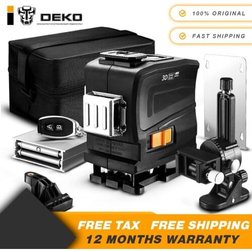 DEKO LL12-GTD 12 Lines 3D Green light Horizontal and Vertical Lines Laser Level with Remote Control Self-Leveling High-Precision