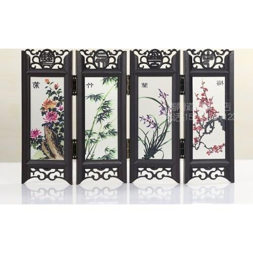 China wind four flower glass screen miniature vintage home decor home decoration accessories figurines miniaturas