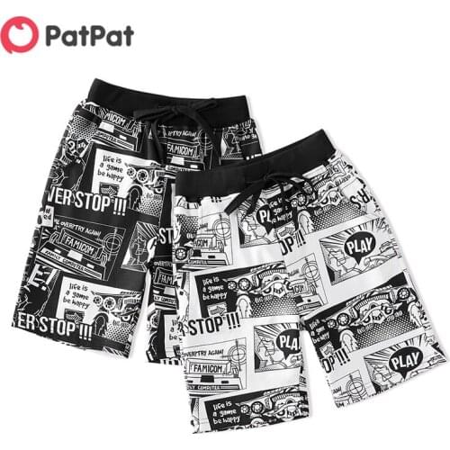 PatPat Fashionable Letter Allover Beach Shorts