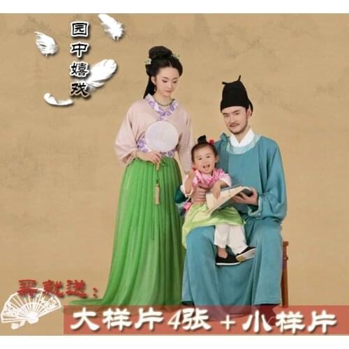 Yuan Zhong Xi Xi Tang Dynasty Family Photo Mum - Dad - Daughter Costume Sets Parent-Child Hanfu Set Traditional Hanfu Costume