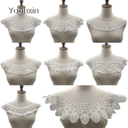 New cotton White embroidery flower lace collar Fabric Sewing Applique DIY ribbon trim neckline guipure Christmas accessories