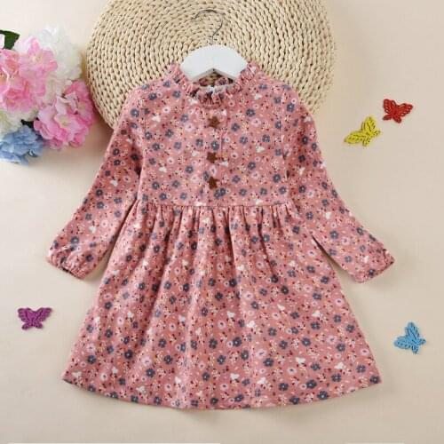 2018 new spring autumn Girls Kids Long sleeve cotton floral princess dress comfortable cute baby Clothes Children Clothing