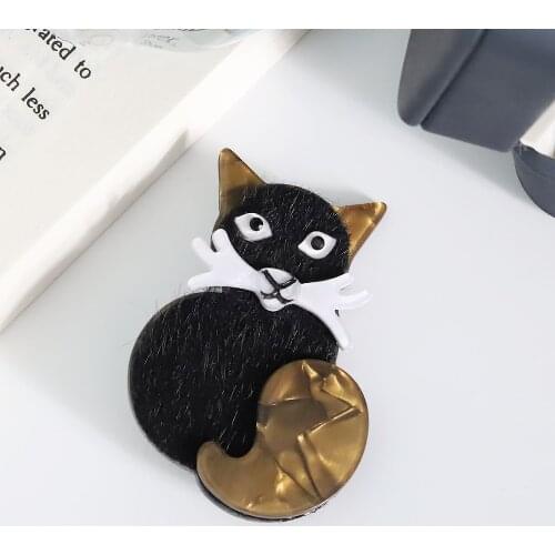New Fashion Handmade Acrylic Cartoon Animal Style Brooches For Women Kids Gift Coat Dress Adornment Cat Brooch Badge Jewelry