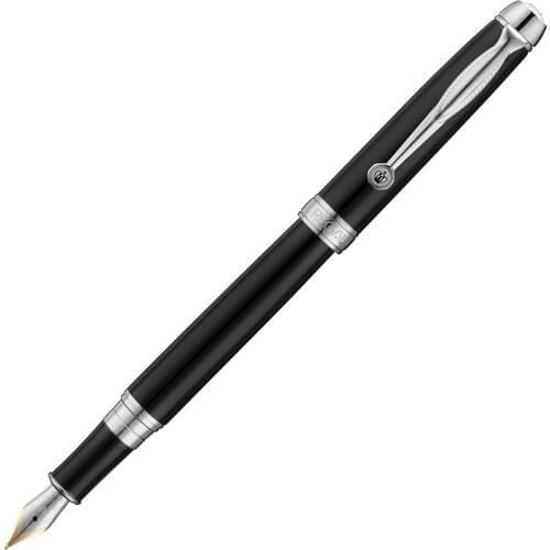 Regal Man-made Diamond Clip Fountain Pen Germany Iridium Medium Nib, Noble Black Business Graduation Gift Pen