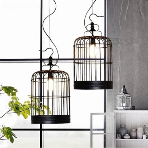Black cage pendant lamps Loft iron lanterns pendant lights retro Restaurant Bar Cafe hone lighting lamp industrial GY4