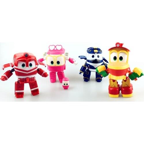 With Opp Bag 15cm*9cm*14cm 4pcs/set Robot Trains Transformation Kay Alf Dynamic Train Family Deformation Train Figures