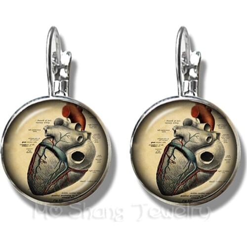 Human Anatomy Brain Stud Earrings Glass Cabochon Weird Cool Science Doctor Classic Earrings Creative Gifts
