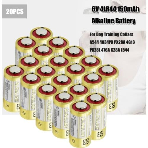 20pcs 4LR44 6V Dry Alkaline Batteries for Dog Training Shock Collars A544V 4034PX PX28A L1325 4AG13 544 4A76 Camera Battery