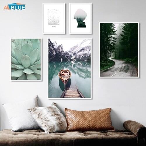 Scandinavian Nature Canvas Poster Boat Lake Nordic Style Landscape Wall Art Print Painting Decorative Picture Living Room Decor