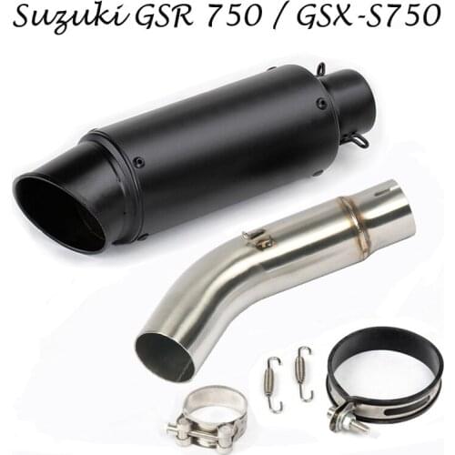 Slip for Suzuki GSR750 GSXS750 GSX-S750 Motorcycle Exhaust Muffler Tip Black Mid Link Connect Pipe Stainless Steel