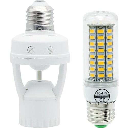 Smart Infrared PIR Motion Sensor Lamp Holder With Light Control Switch Base Suitable for E27 LED Bulb AC 110V 220V