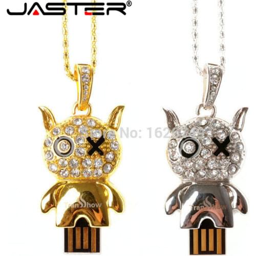 JASTER Crystal cat USB flash drive Jewelry Metal kitty USB stick pendrive 4GB 8GB 16GB 32GB 64GB 128GB memory disk mini keychain