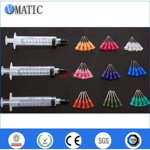 High Quality Non Sterilized 10cc/ml Plastic Syringe & Stopper Kits Pack With Glue Dispensing Needle Tips 1/2 Inch
