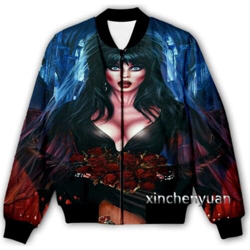 Xinchenyuan New Men/Women 3D Printed Character Elvira Casual Jacket Fashion Streetwear Men Loose Sporting Jacket & Coat Q22