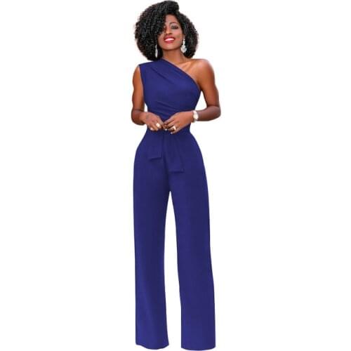 Hot style pure color fashion womens wear off the Shoulder Elegant Jumpsuits Women Plus Size Rompers Short Sleeve Female LQ0084