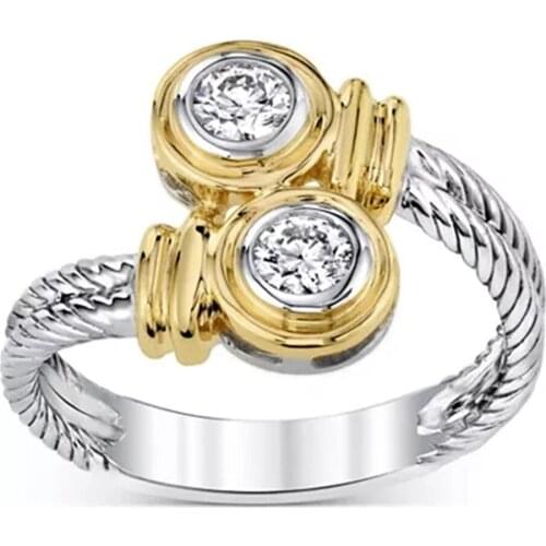 Novel Design Two Tone Women Ring Fashion Girl Party Accessories Office Lady Daily Wear Rings Fine Gift Anillos Bijouterie