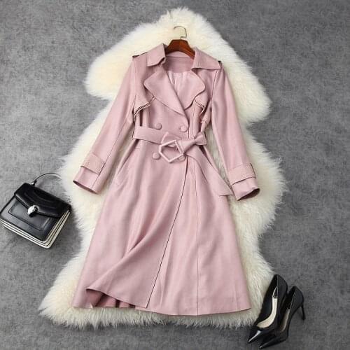 New High 2021 Quality coats spring Double breasted fashion long coat S XL Retro Chinese Style Women Clothing Suede Winter Jacket