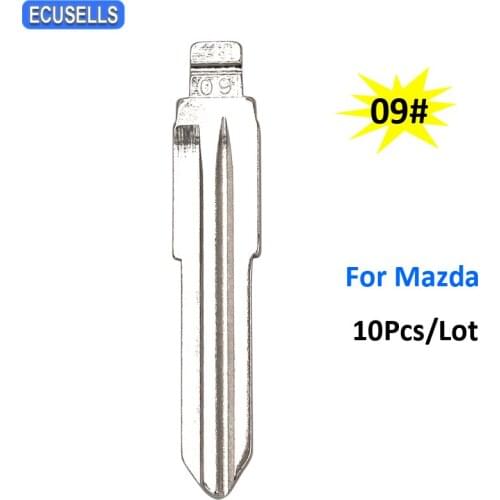 10Pcs/Lot NO.09 New Arrival Blank Key Replacement Uncut Blade #09 Car Key Blade For Mazda Vizi 323 626 929 Remote