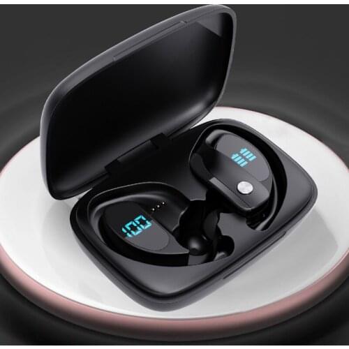 2021 New TWS Bluetooth 5.0 ear-hook sports wireless headset stereo LED display hands-free headset with microphone charging box