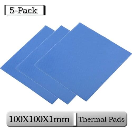 5pcs Gdstime 100mm x 100mm x 1mm 0.1cm Thickness Blue Thermal Pad CPU Heatsink Pad Cooling Conductive Silicone Thermal