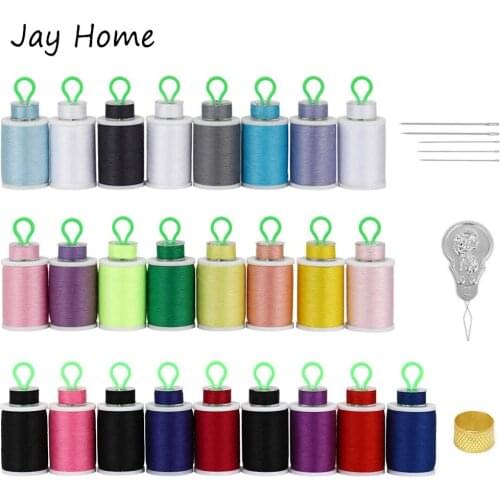 50Pcs 550 Yards Polyester Sewing Thread Kit 25 Colors Sewing Thread Spools for Sewing Machine Hand Sewing Embroidery Thread