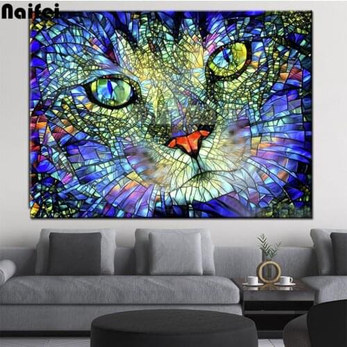 5D DIY Diamond painting cat face handmake Embroidery Mosaic Cross Stitch Full Square/round drill cartoon animal home gift