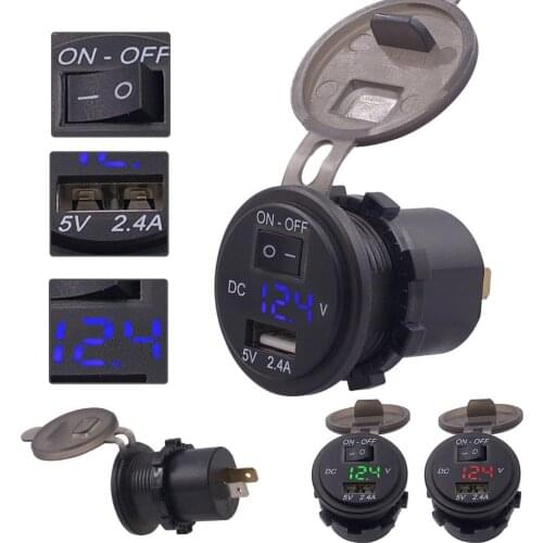 60% HOT SALES!!! Universal LED Display Car Boat Motorcycle USB Charger Voltmeter with Switch