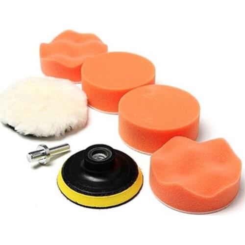 60% Dropshipping!! 7 Pcs 3inch Buffing Pad Auto Car Polishing Wheel Kit Buffer + Drill Adapter