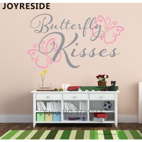 Butterfly Kiss Wall Sticker Girls Bedroom Art Decoration Butterflies Beautiful Patteren Wall Decals Home Decor Wall Sticker M423