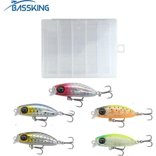 BASSKING Floating Minnow Fishing Lure Japanese Design 5Pcs 40mm 2.8g Quality Professional Mini Hard Bait Wobbler for Trout Perch
