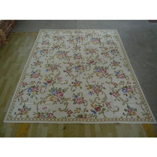 Free shipping 8'x10' needlepoint carpets hand knotted handmade rugs for home decoration