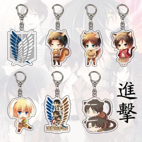 Attack on Titan Keychain Anime Figure Double Side Acrylic Pendant Keyring Fans Gifts