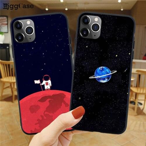 Space Astronaut Black Soft Silicone Phone Case For iPhone 11 12 Pro Max Mini X XS XR 6 6S 7 8 Plus SE 2020 Back Cover