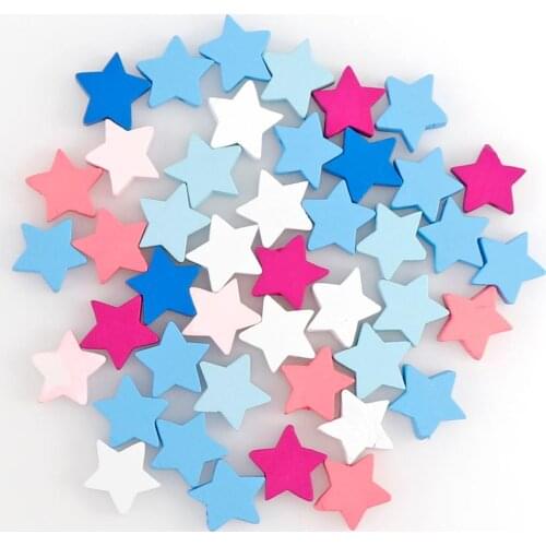 25Pcs/set Natural Mix Color Star Heart Shape Wooden Beads Spacer Wood Beads For Making Pacifier Clip 20mm DIY Pendant Bead