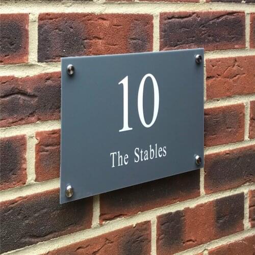 DIY House Number CONTEMPORARY GREY HOUSE NUMBER STREET NAME ACRYLIC SIGN PLAQUE / DOOR