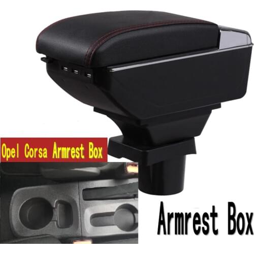 For OPEL CORSA armrest box central Store content box with cup holder ashtray USB CORSA armrests box