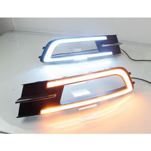 Osmrk led drl daytime running light for Volkswagen Magotan 2017-2018 with moving yellow turn signals and blue night light