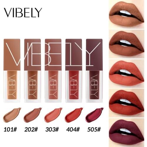 Long Lasting Velvet Lips Tint Liquid Lipstick Matte Cosmetics Sexy Nude Pigment Matte Lip Gloss Makeup 5 Color/Kit
