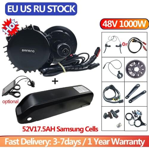 48V 1000W Brushless Motor Bafang BBSHD BBS03 Mid Drive Motor Electric Fat Bike Conversion Kit With Samsung 17.5Ah 52V Battery