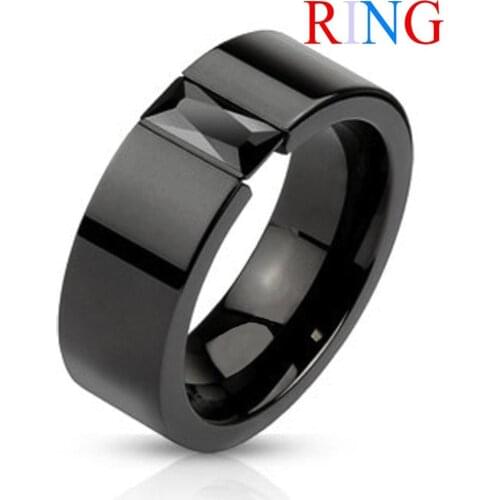 FDLK Jewelry Fashion Unisex Simple Carbide Wedding Band Engagement Party Ring Jewelry