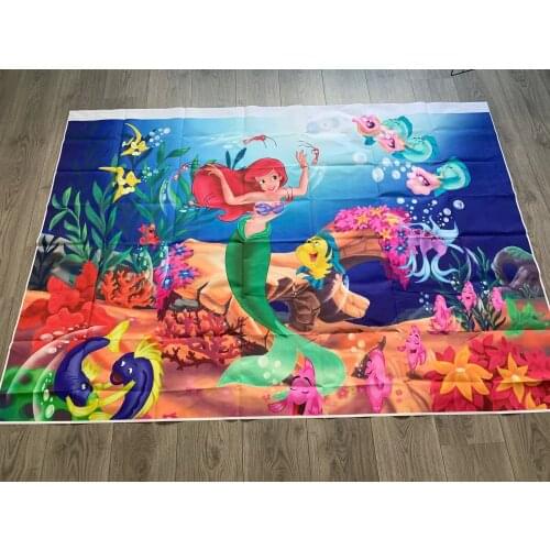 Little Mermaid Birthday Party Girl Princess Backdrop Photocall Background Cute Cartoon Turquoise Under The Sea Backdrops