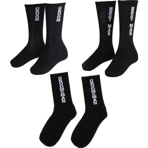 Cotton Mens Wedding Groom Socks Breathable Short Crew Socks Black