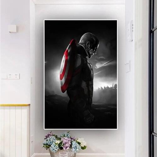 Captain America Marvel Movie Poster Canvas Painting Action Superhero Print Characters Wall Art Kids Room Home Decor Gift Cuadros