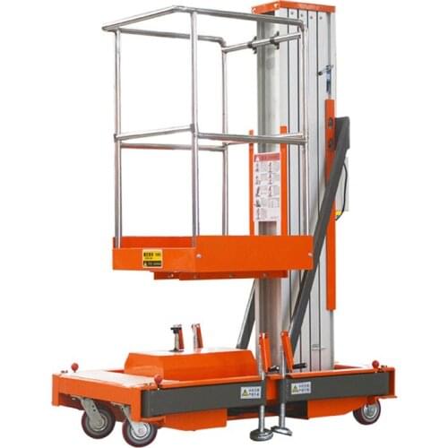 China Qiyun Brand 4m High Quality Mobile Hydraulic Drive Single Mast Aluminum Alloy Lift with CE ISO