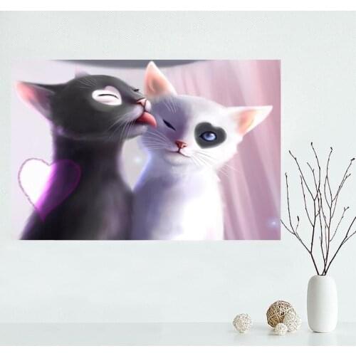 Nice Custom Cats Painting Art Canvas Poster Print painting Art Wall Silk Poster cloth print Fabric Poster