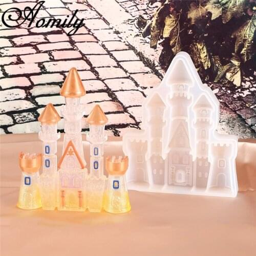 Amoliy Crystal Epoxy Mold Gorgeous Castle Resin Mould High Mirror Castle Silicone Mold Handmade Decoration Cake Decorating Tools