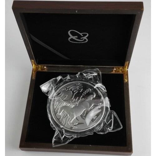 Horse of 1kg silver plated coin (the negative side of Emblem of China) with box and certification Free Shipping