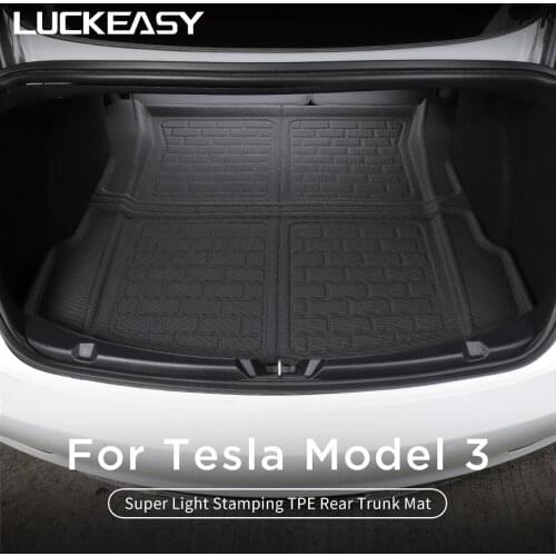 LUCKEASY Car rear Trunk pad For Tesla Model 3 2017-2021 TPE New design style Waterproof Non-slip All-Weather Mat 1pcs/set